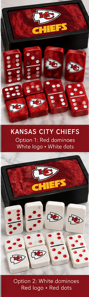 Kansas City Chiefs domino mockup showing both color options