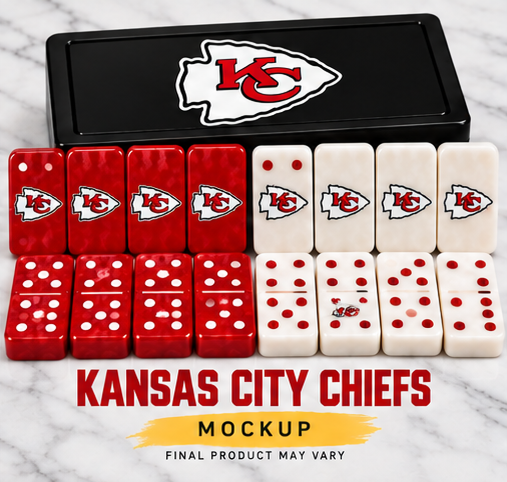 Chiefs dominoes mockup. Final product may vary.