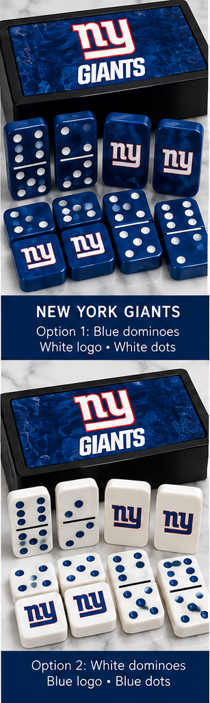 New York Giants domino mockup showing both color options