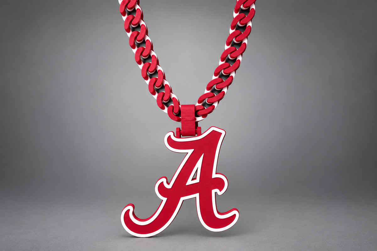 Alabama Crimson Tide red and white 3D printed hype chain