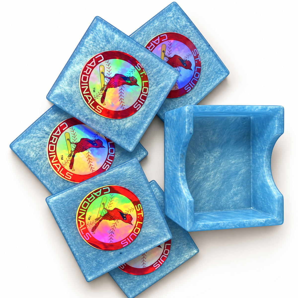 cardinals ice blue coasters resin coaster set with coordinating holder