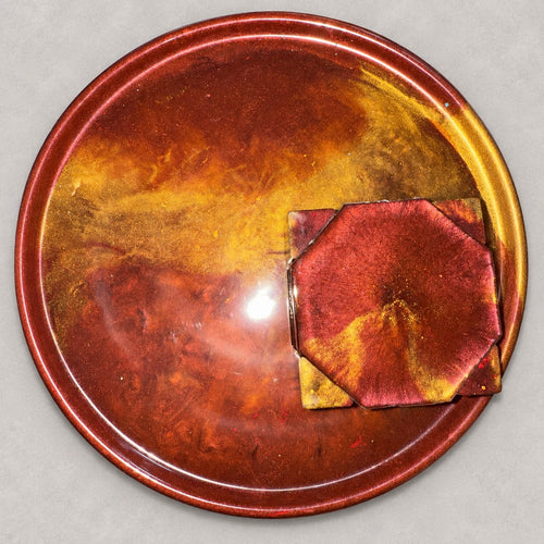 copper gold round tray