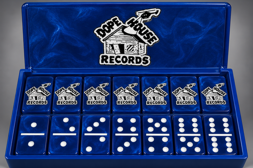 Dope House Records custom blue dominoes and matching box