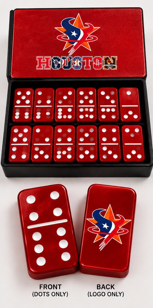 Red HTOWN Sports dominoes only, with white dots and logo backs