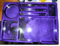 Individual component example: Purple compartmented large resin organizing tray