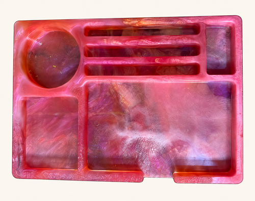 pink pearl large compartmented resin organizing tray