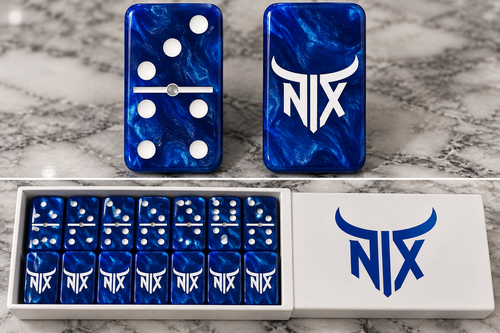 NIX Pits blue dominoes white box mockup