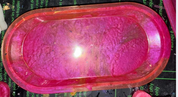 Individual component example: Pink and gold small oval resin organizing tray